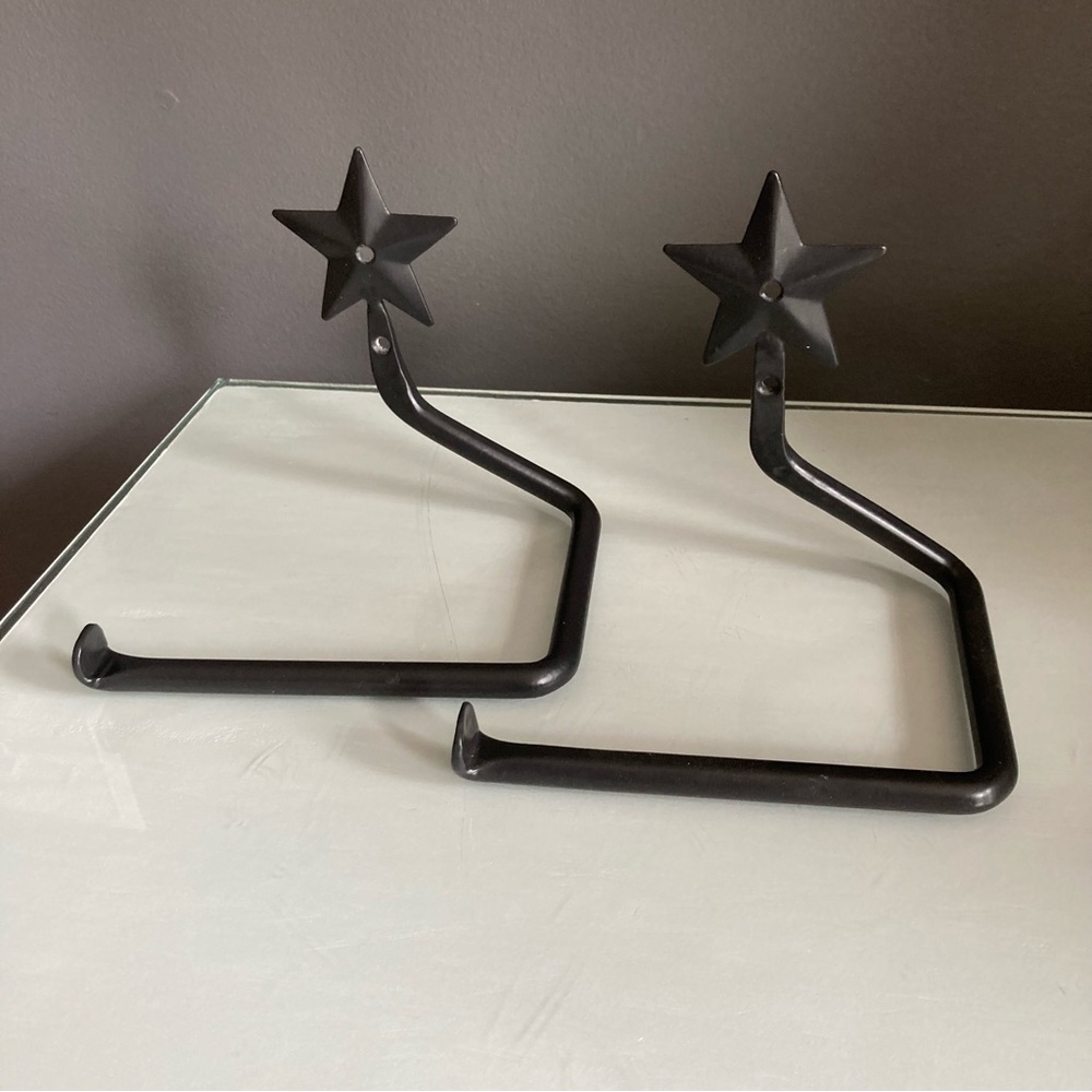Black Metal Star Plant or Lantern Hooks Set of 2